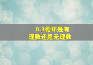 0.3循环是有理数还是无理数