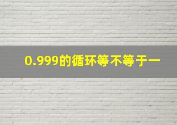 0.999的循环等不等于一