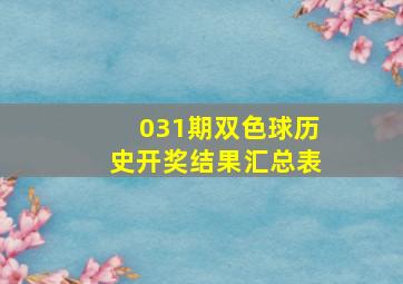 031期双色球历史开奖结果汇总表