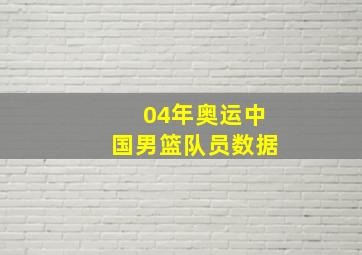 04年奥运中国男篮队员数据