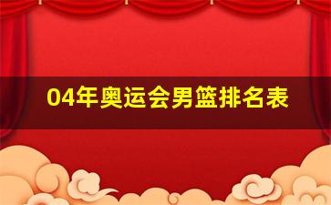 04年奥运会男篮排名表