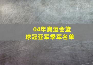 04年奥运会篮球冠亚军季军名单