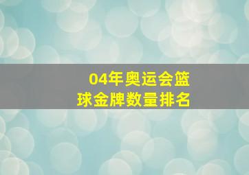 04年奥运会篮球金牌数量排名