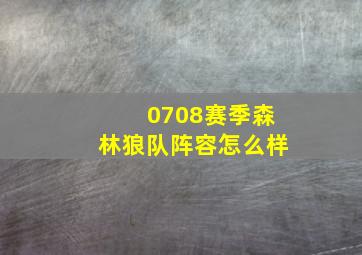 0708赛季森林狼队阵容怎么样