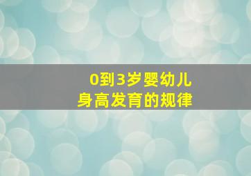 0到3岁婴幼儿身高发育的规律