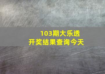 103期大乐透开奖结果查询今天