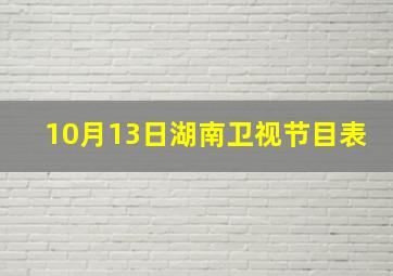 10月13日湖南卫视节目表