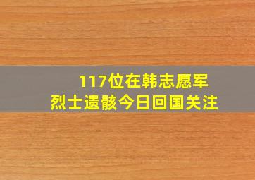 117位在韩志愿军烈士遗骸今日回国关注