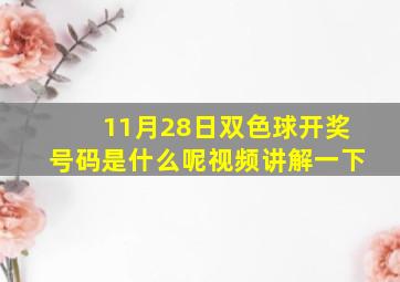 11月28日双色球开奖号码是什么呢视频讲解一下