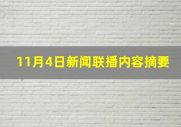 11月4日新闻联播内容摘要