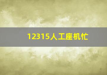 12315人工座机忙