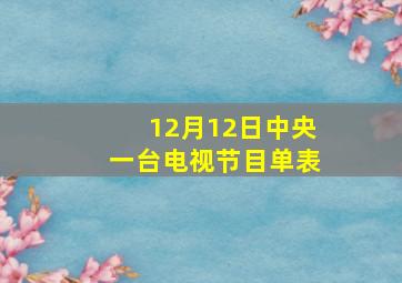 12月12日中央一台电视节目单表