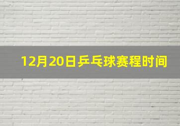 12月20日乒乓球赛程时间