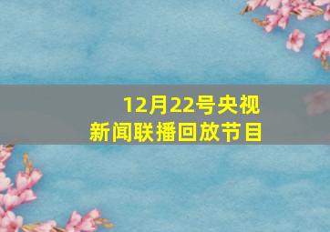 12月22号央视新闻联播回放节目