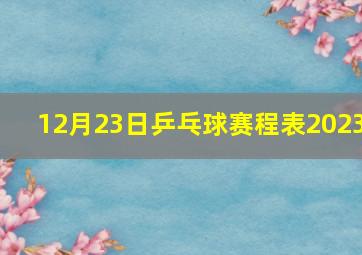 12月23日乒乓球赛程表2023