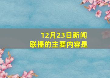 12月23日新闻联播的主要内容是