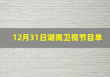 12月31日湖南卫视节目单