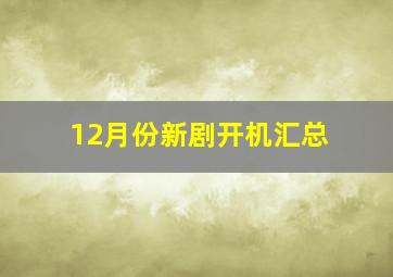 12月份新剧开机汇总