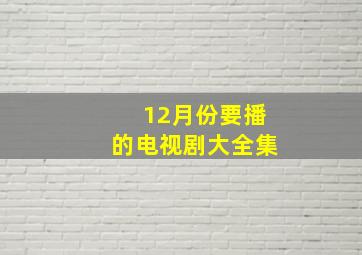 12月份要播的电视剧大全集