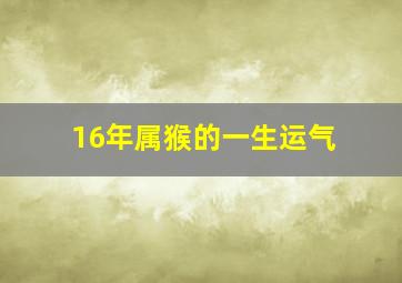 16年属猴的一生运气