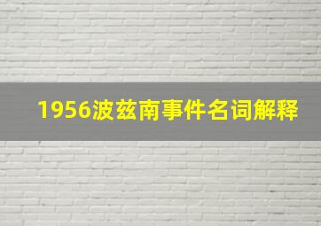 1956波兹南事件名词解释