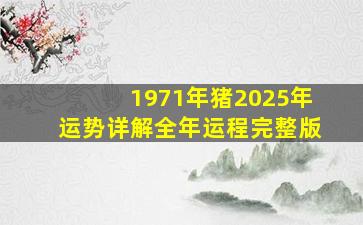 1971年猪2025年运势详解全年运程完整版