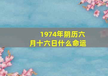 1974年阴历六月十六日什么命运