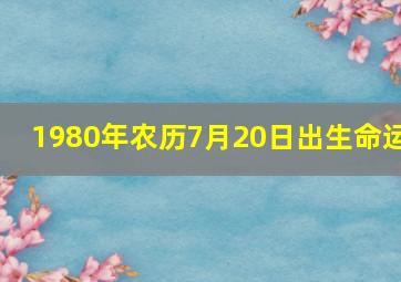 1980年农历7月20日出生命运