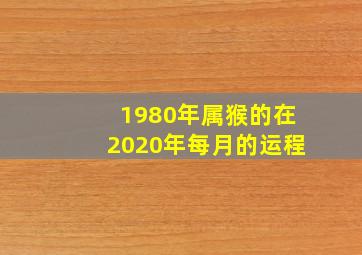 1980年属猴的在2020年每月的运程