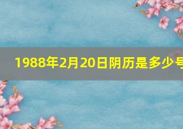 1988年2月20日阴历是多少号