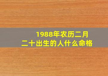 1988年农历二月二十出生的人什么命格