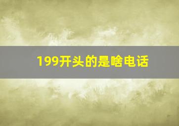 199开头的是啥电话