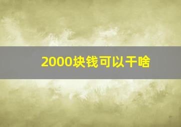 2000块钱可以干啥