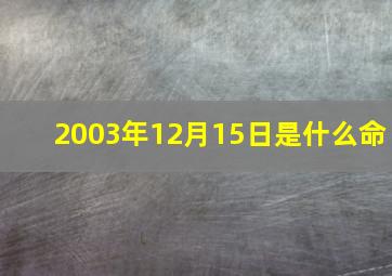 2003年12月15日是什么命