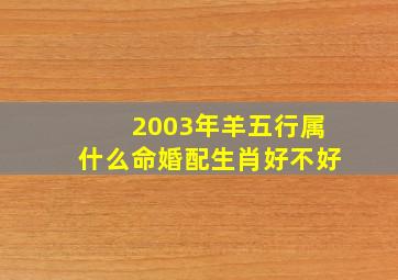 2003年羊五行属什么命婚配生肖好不好