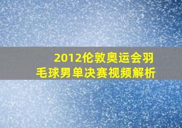 2012伦敦奥运会羽毛球男单决赛视频解析