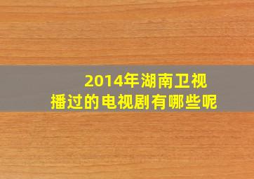 2014年湖南卫视播过的电视剧有哪些呢