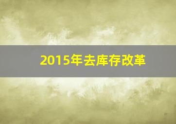 2015年去库存改革