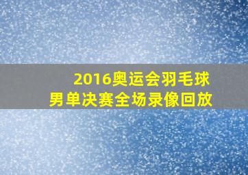 2016奥运会羽毛球男单决赛全场录像回放