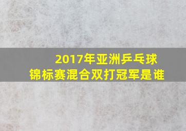 2017年亚洲乒乓球锦标赛混合双打冠军是谁