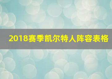 2018赛季凯尔特人阵容表格