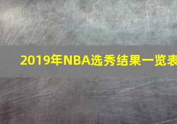 2019年NBA选秀结果一览表