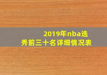 2019年nba选秀前三十名详细情况表