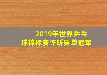 2019年世界乒乓球锦标赛许昕男单冠军