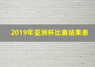 2019年亚洲杯比赛结果表