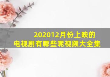 202012月份上映的电视剧有哪些呢视频大全集