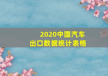 2020中国汽车出口数据统计表格