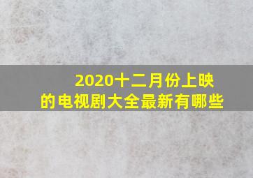 2020十二月份上映的电视剧大全最新有哪些