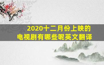 2020十二月份上映的电视剧有哪些呢英文翻译