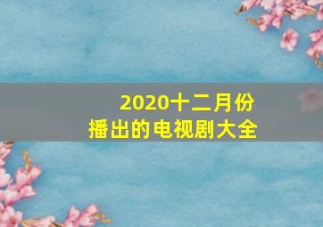 2020十二月份播出的电视剧大全